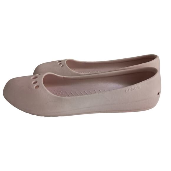 Crocs Pink Ballet Flats Comfort Slip On Casual Size 11 - Picture 1 of 10